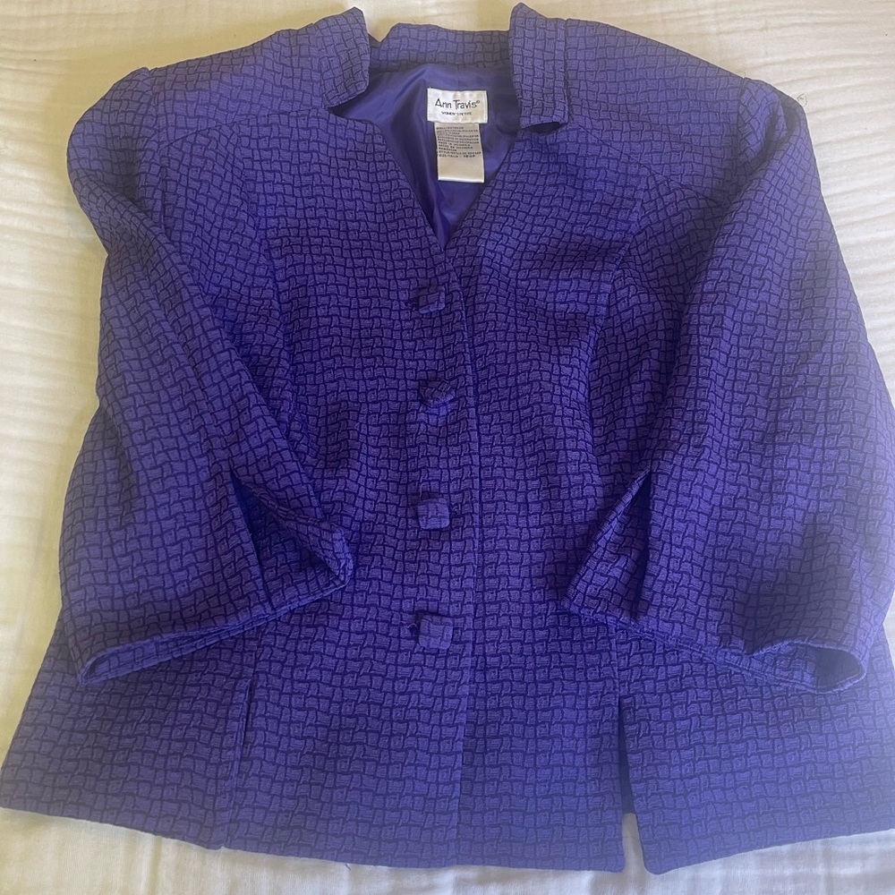 Vintage Ann Travis Women’s Petite Blazer 18WP Purple Textured Jacket